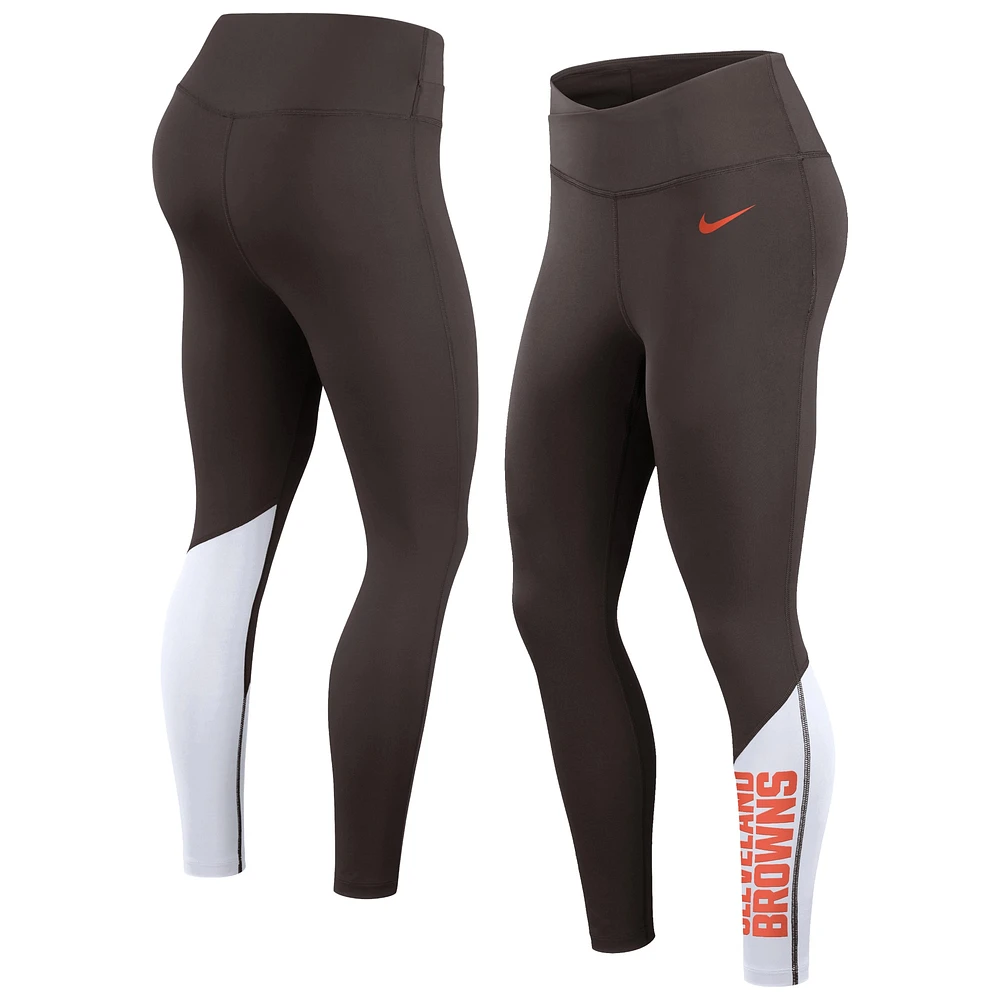 Legging Nike Cleveland Browns 7/8 Performance pour Femme - Marron/Blanc