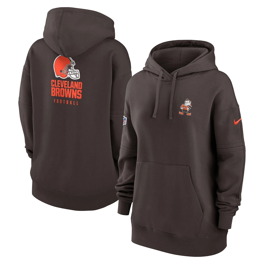 Sweat à capuche en molleton pour femme Nike Cleveland Browns 2023 Sideline Club Fleece marron