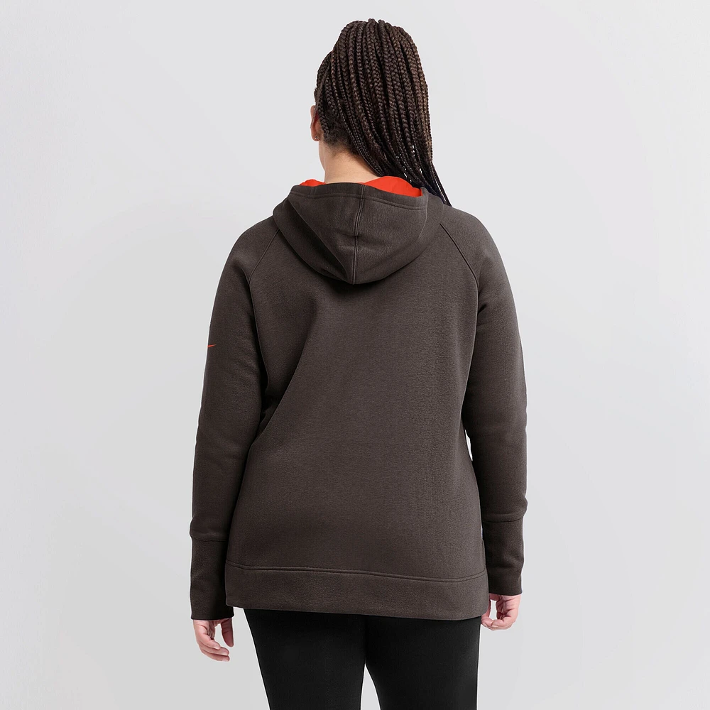 Women's Nike  Brown Cleveland Browns Asymmetrical Raglan Full-Zip Hoodie