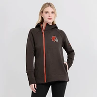 Sweat à capuche et zip intégral asymétrique Nike Cleveland Browns pour femme, marron