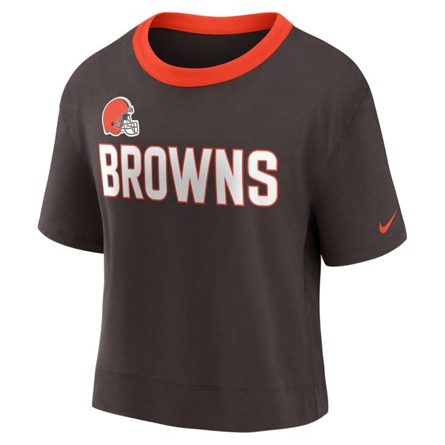 Haut court tendance Nike Cleveland Browns pour femme, marron