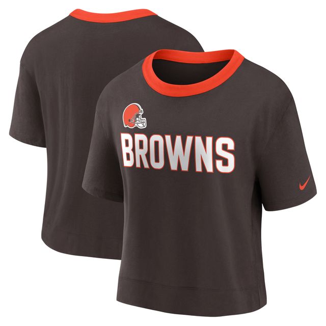 Haut court tendance Nike Cleveland Browns pour femme, marron