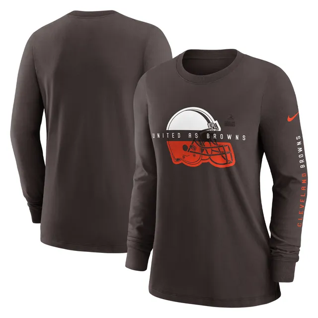 Women's New Era Brown Cleveland Browns Crop Long Sleeve T-Shirt