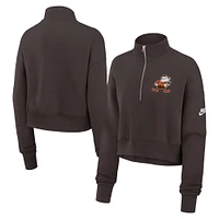 Women's Nike Brown Cleveland Browns Rewind Phoenix Half-Zip Sweatshirt