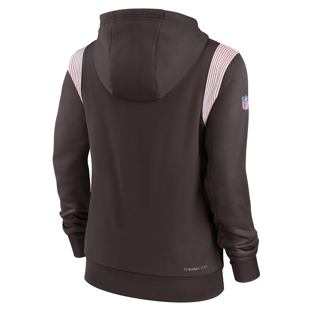 Women's Nike Brown Cleveland Browns Sideline Stack Performance Pullover Hoodie