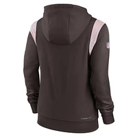 Women's Nike Brown Cleveland Browns Sideline Stack Performance Pullover Hoodie