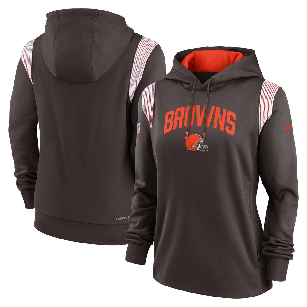 Women's Nike Brown Cleveland Browns Sideline Stack Performance Pullover Hoodie