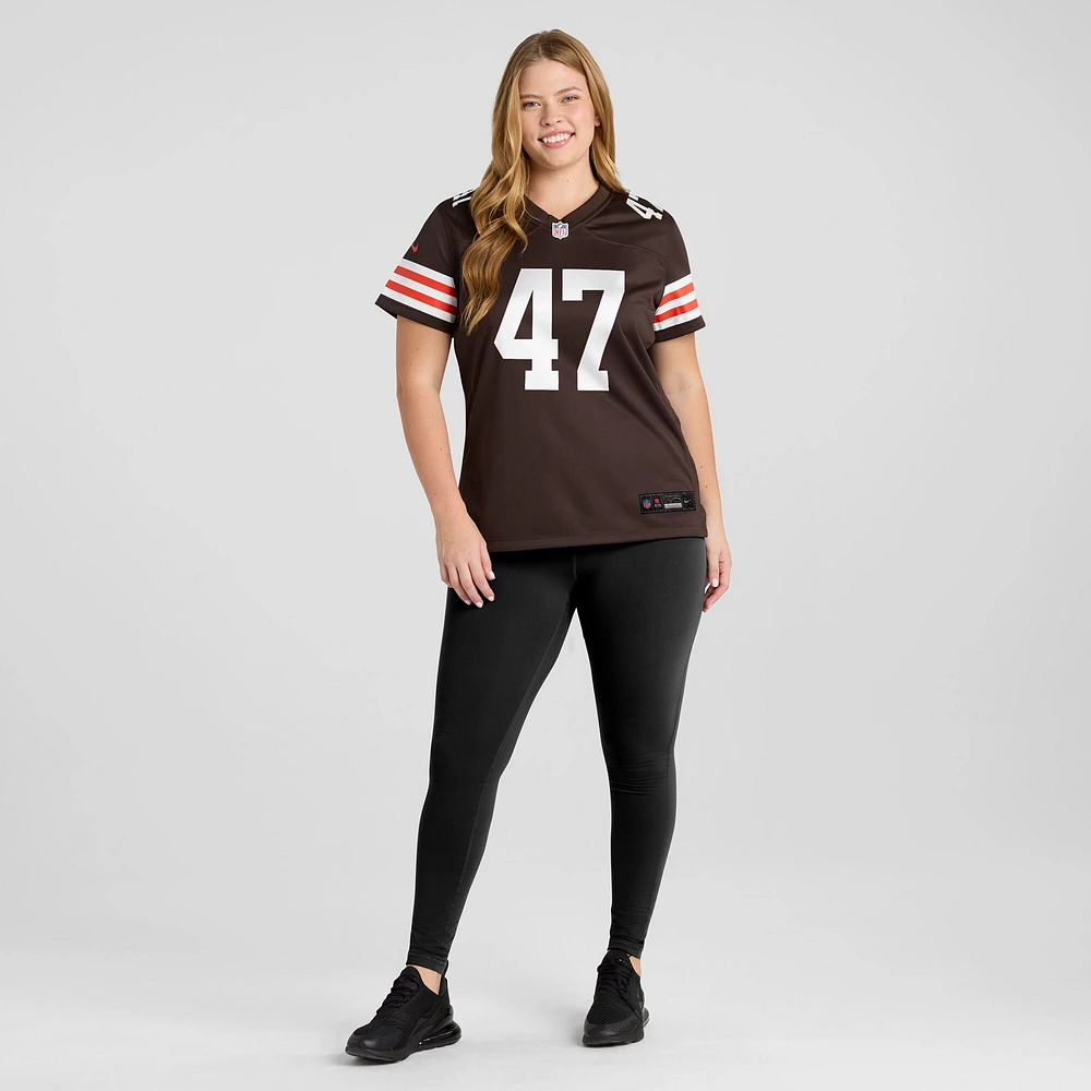 Maillot de match Nike Charley Hughlett marron des Cleveland Browns pour femme