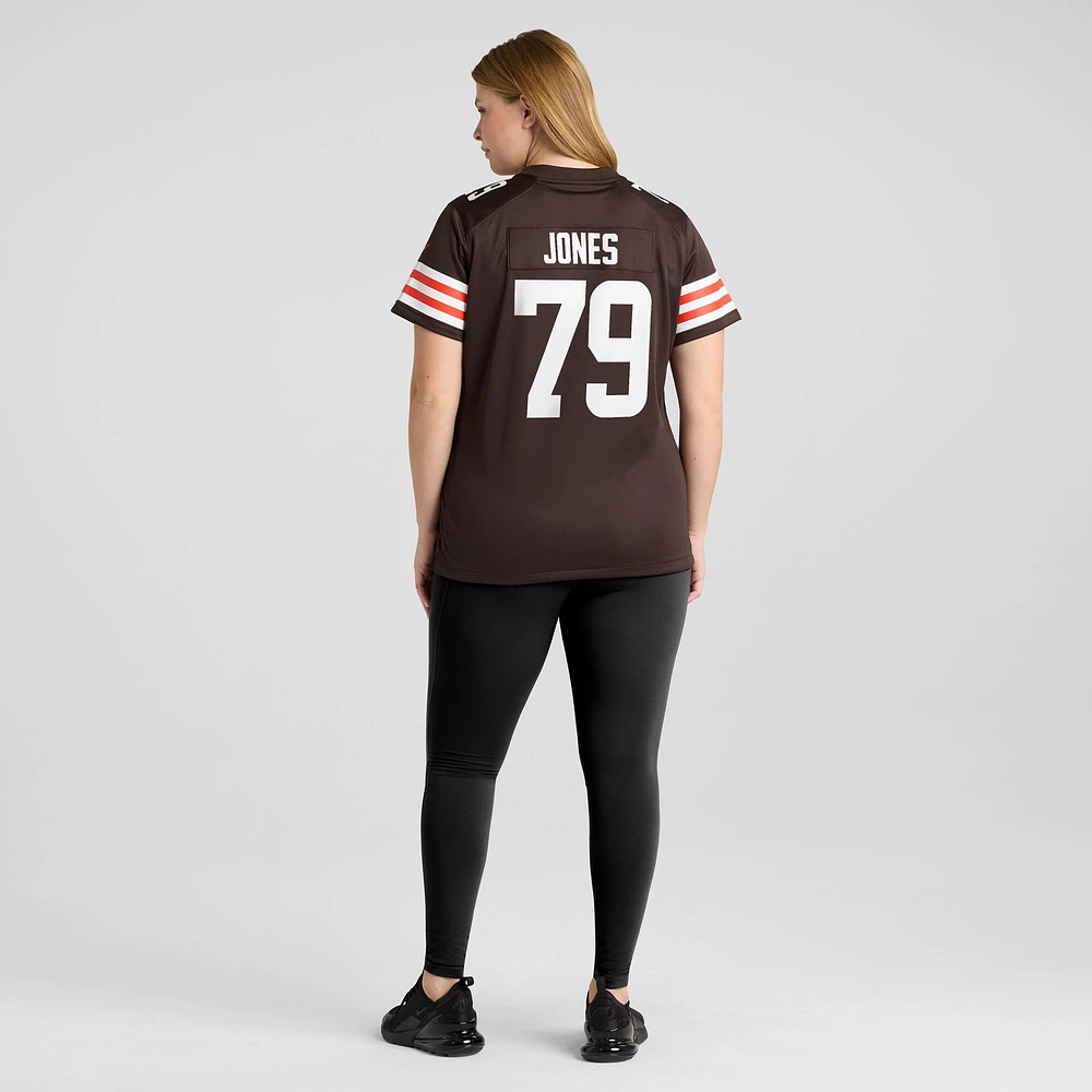 Maillot Nike Dawand Jones marron pour femme des Cleveland Browns Team Game