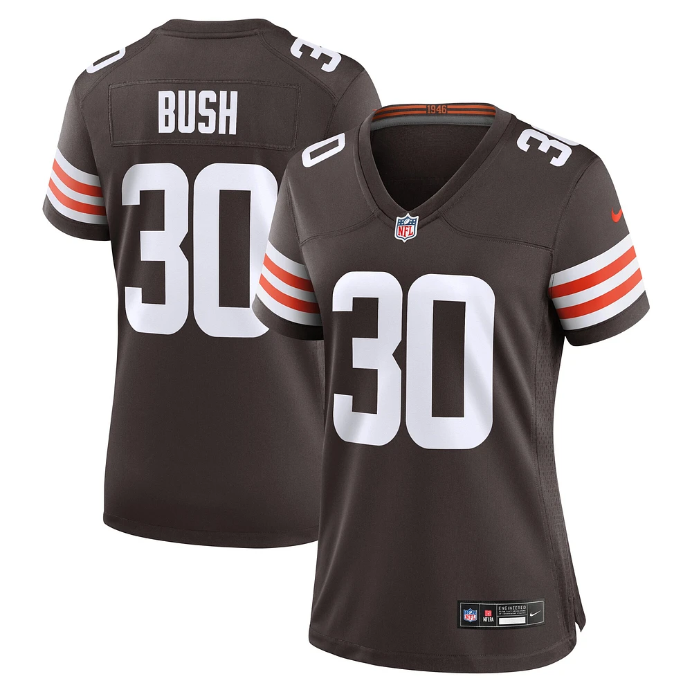 Maillot de match Nike Devin Bush marron Cleveland Browns pour femme