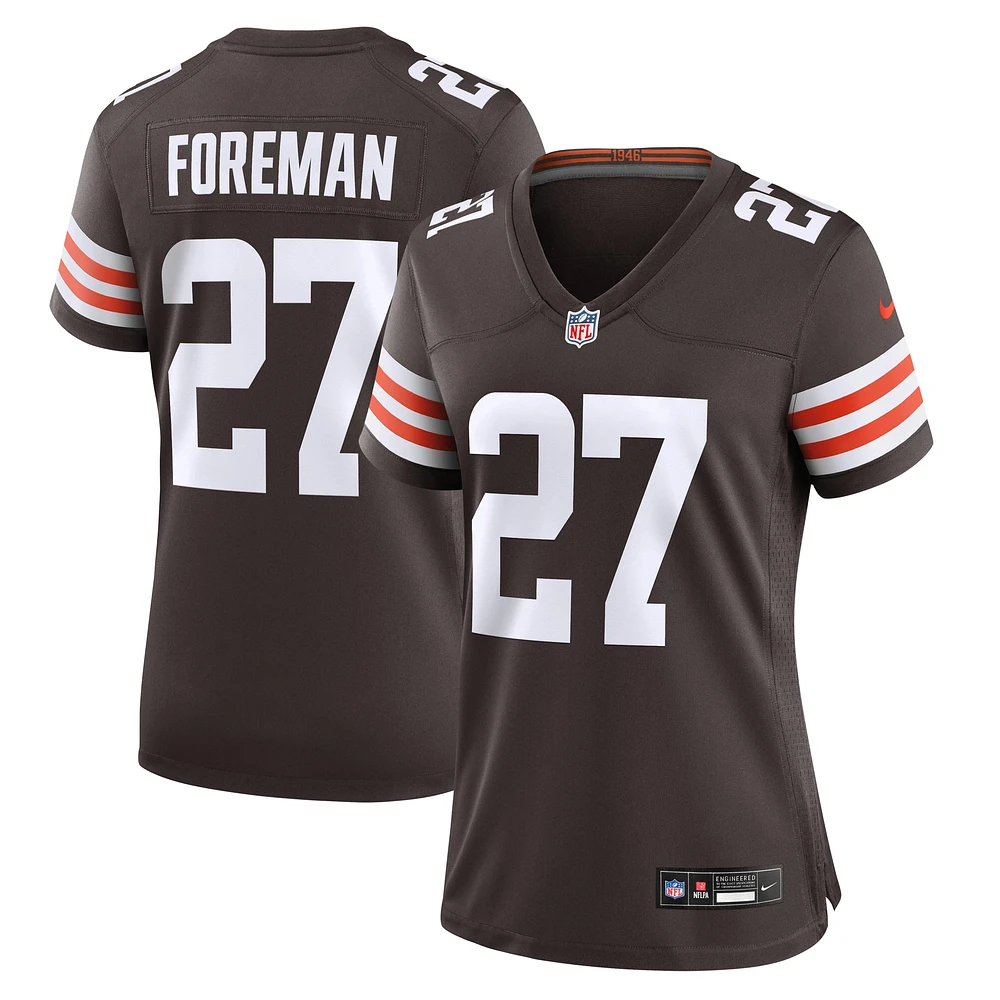 Maillot de match Nike D'Onta Foreman Brown des Cleveland Browns pour femme