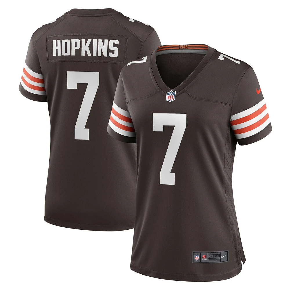 Maillot Nike pour femme Dustin Hopkins marron Cleveland Browns Team Game