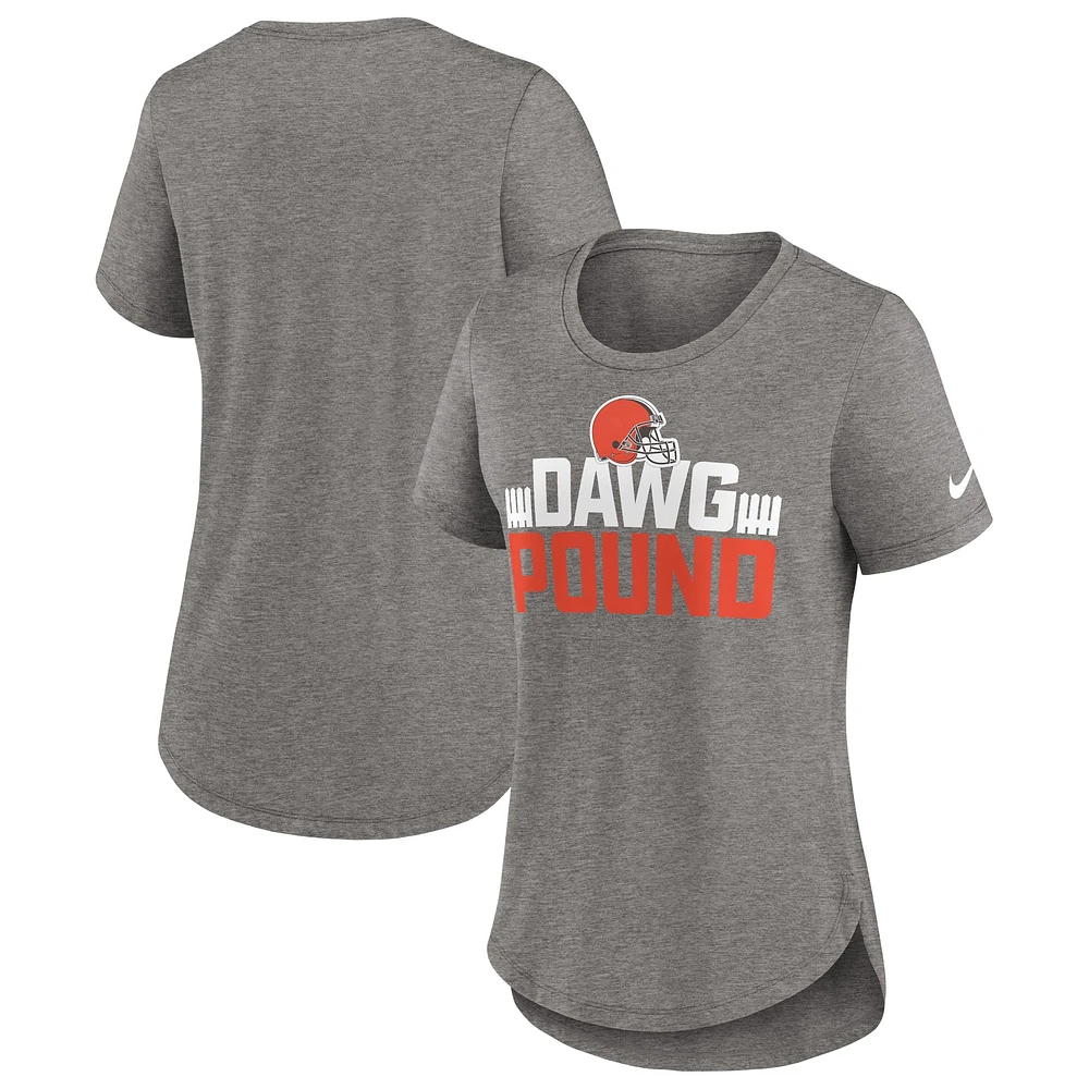 T-shirt à trois mélanges mode locale Cleveland Browns Nike Heather Charcoal pour femme