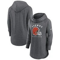 Sweat à capuche et col cheminée raglan Nike Heather Charcoal Cleveland Browns pour femme