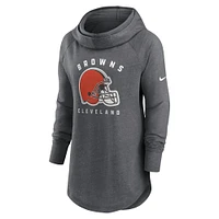 Sweat à capuche et col cheminée raglan Nike Heather Charcoal Cleveland Browns pour femme