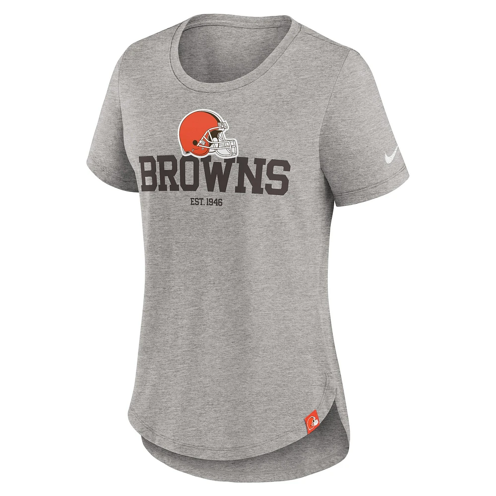Women's Nike  Heather Gray Cleveland Browns Fashion Tri-Blend T-Shirt