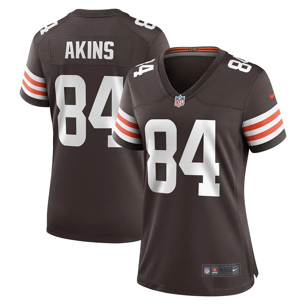 Maillot de joueur match Nike Jordan Akins marron des Cleveland Browns pour femme