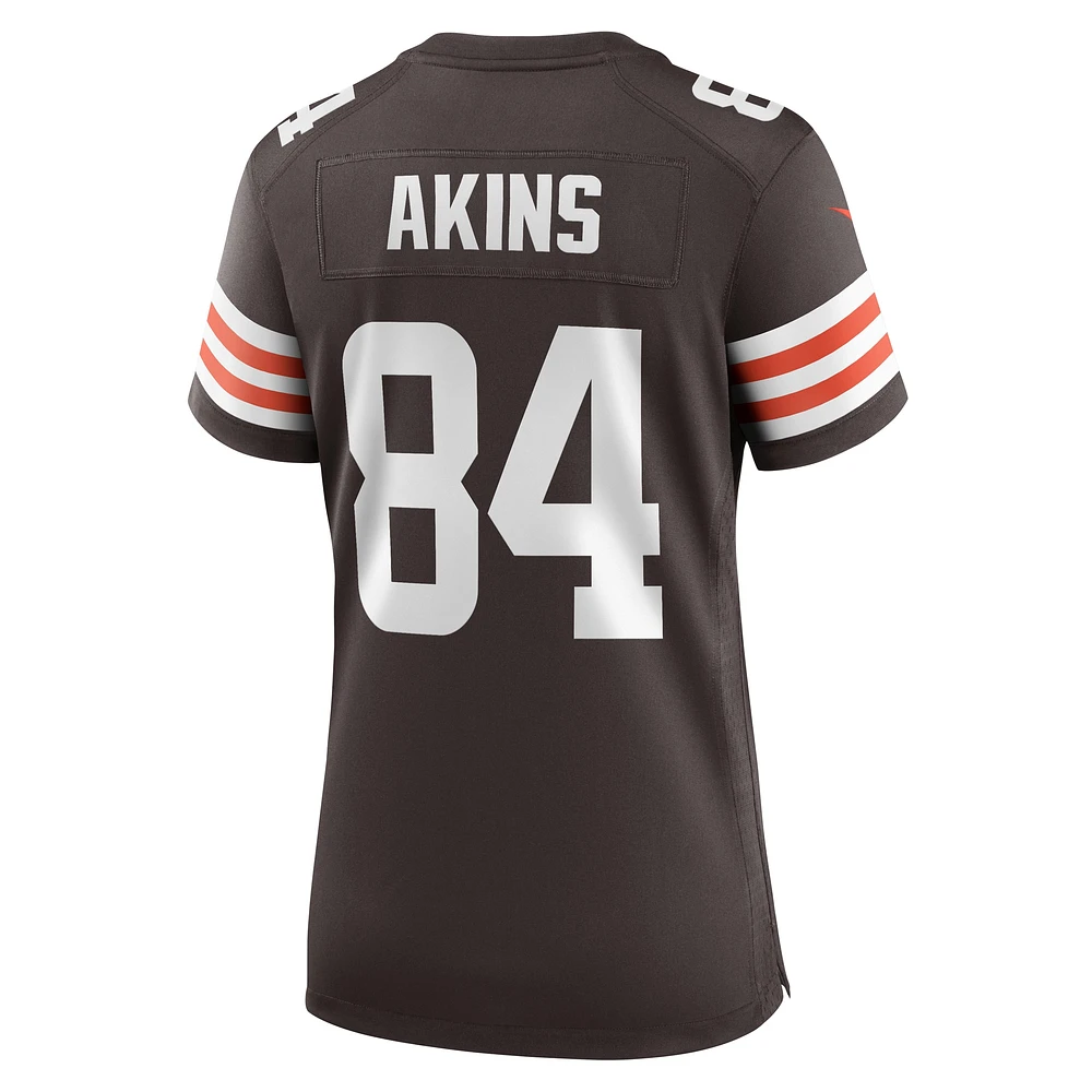 Maillot de joueur match Nike Jordan Akins marron des Cleveland Browns pour femme