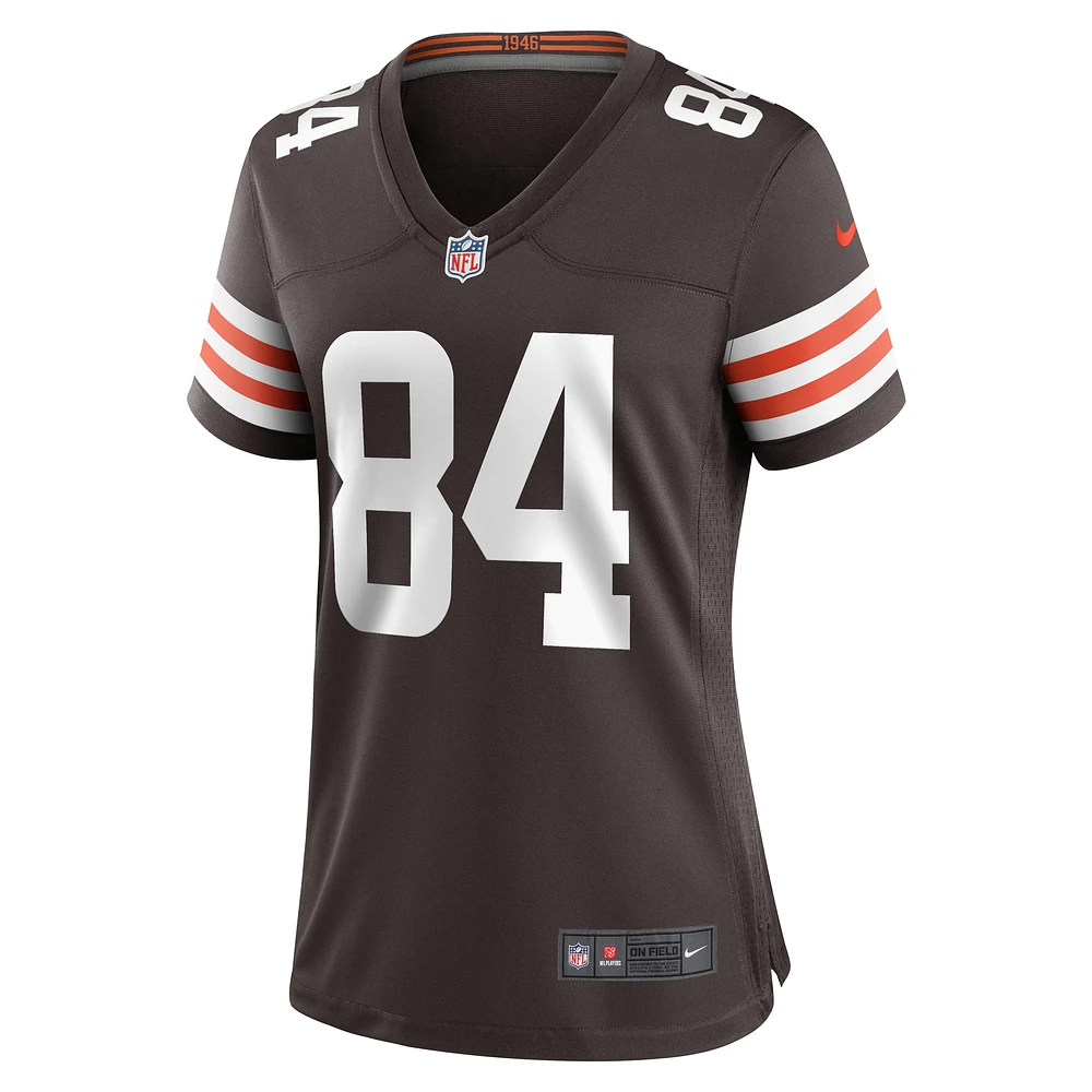 Maillot Nike Jordan Akins marron pour femme des Cleveland Browns Team Game