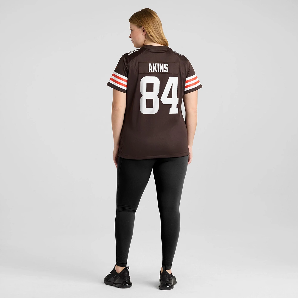 Maillot Nike Jordan Akins marron pour femme des Cleveland Browns Team Game