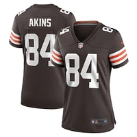 Maillot Nike Jordan Akins marron pour femme des Cleveland Browns Team Game