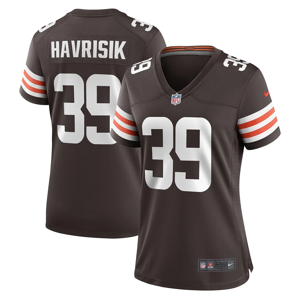 Maillot Nike Lucas Havrisik pour femme, marron, Cleveland Browns, Team Game