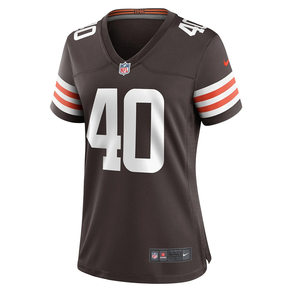 Maillot de match l'équipe Nike Matthew Adams marron des Cleveland Browns pour femme