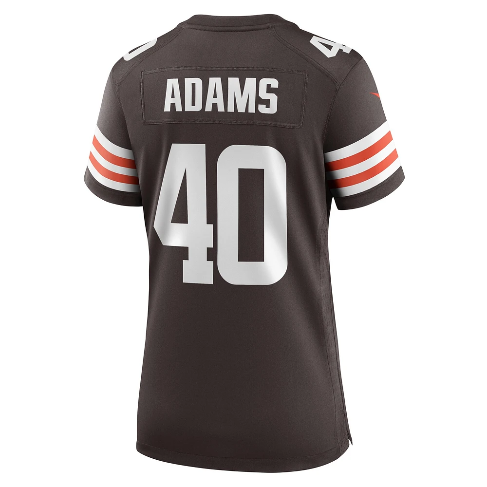 Maillot de match l'équipe Nike Matthew Adams marron des Cleveland Browns pour femme