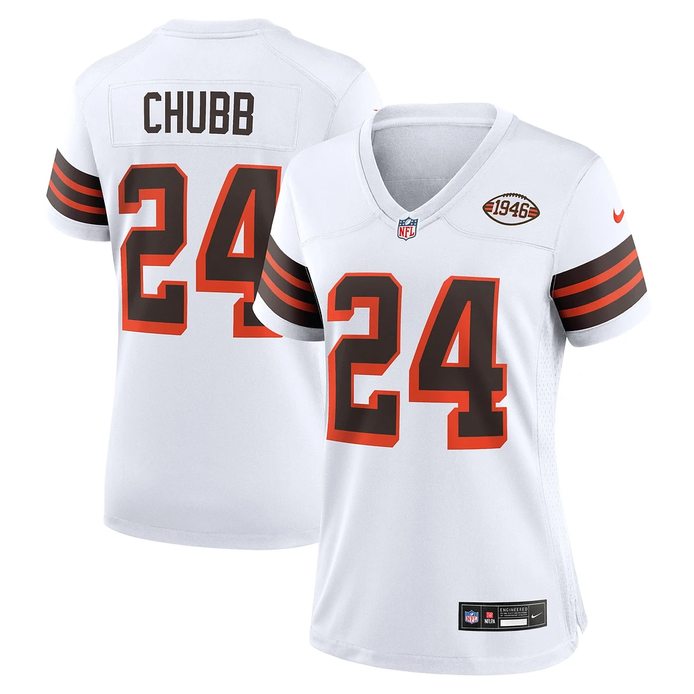 Maillot Nike Nick Chubb pour femme, blanc, Cleveland Browns, jeu alternatif