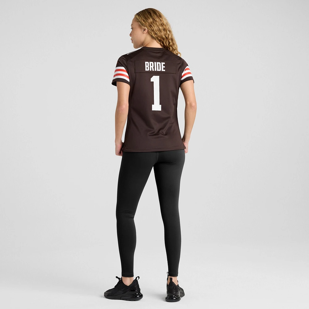 Maillot de match Nike numéro 1 Bride marron pour femmes des Cleveland Browns