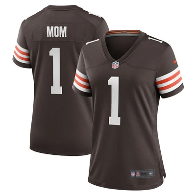 Maillot de match des Cleveland Browns Nike numéro 1 Mom marron pour femme