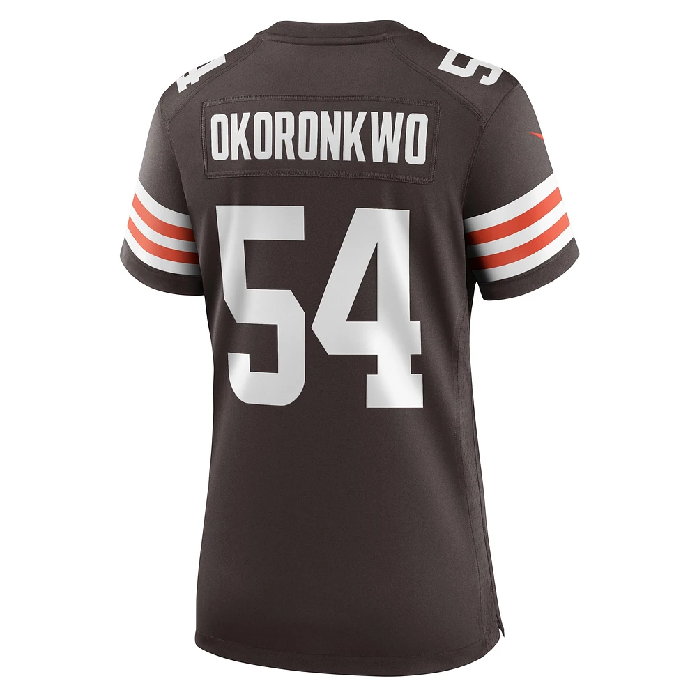 Maillot de joueur match Nike Ogbonnia Okoronkwo pour femmes, marron, Cleveland Browns