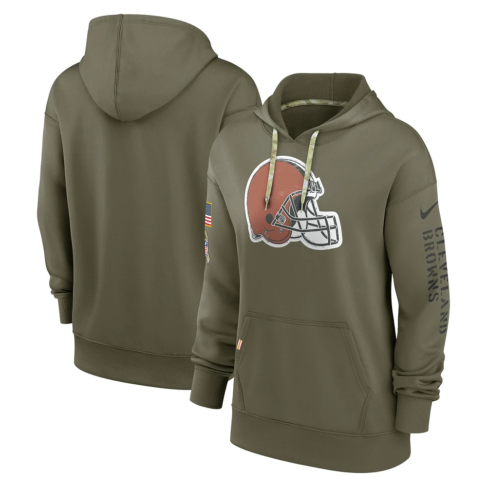 Sweat à capuche Nike Olive Cleveland Browns Salute To Service Performance pour femme