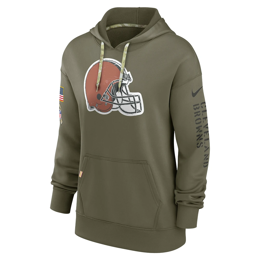 Sweat à capuche Nike Olive Cleveland Browns Salute To Service Performance pour femme