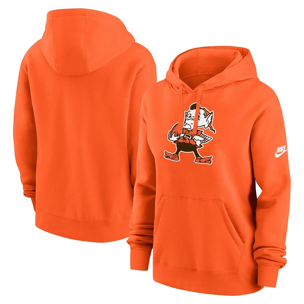 Sweat à capuche en polaire Nike Orange Cleveland Browns Club pour femme