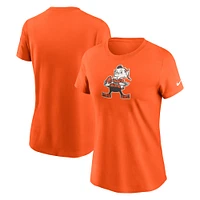 Women's Nike Orange Cleveland Browns Throwback Primary Logo T-Shirt