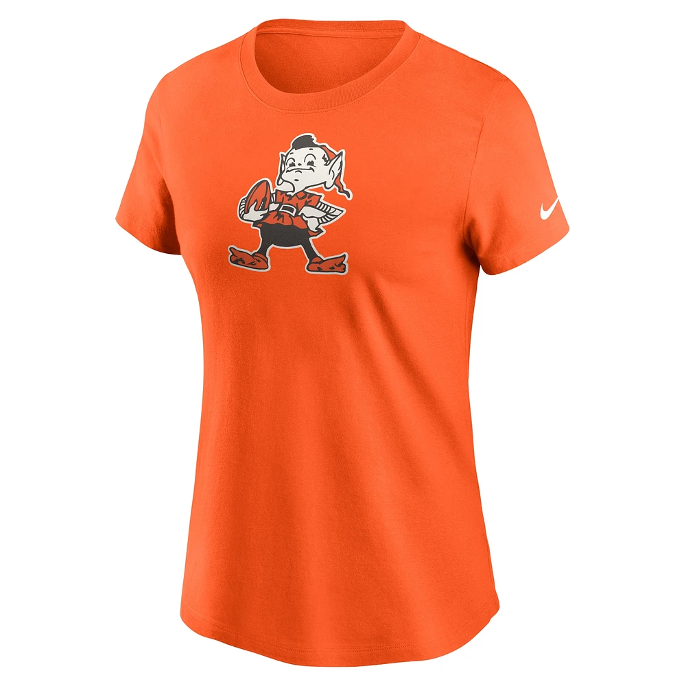 Women's Nike Orange Cleveland Browns Throwback Primary Logo T-Shirt