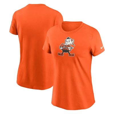 Women's Nike Orange Cleveland Browns Throwback Primary Logo T-Shirt
