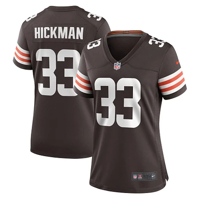 Maillot Nike Ronnie Hickman marron pour femme des Cleveland Browns Team Game