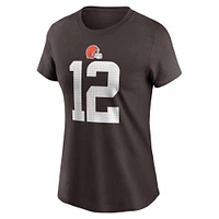 Women's Nike Shedeur Sanders Brown Cleveland Browns 2025 NFL Draft Name & Number T-Shirt