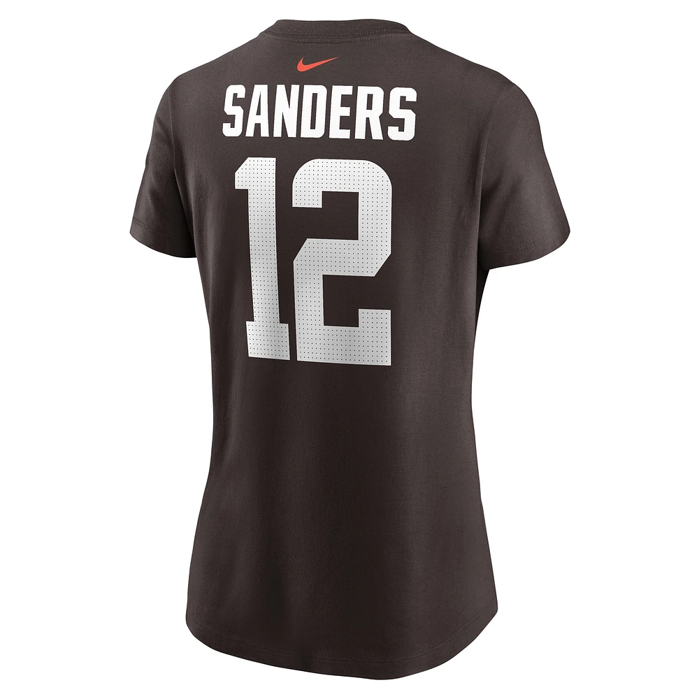 Women's Nike Shedeur Sanders Brown Cleveland Browns 2025 NFL Draft Name & Number T-Shirt