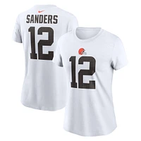T-shirt Nike Shedeur Sanders blanc pour femme, nom et numéro de la draft NFL 2025 des Cleveland Browns