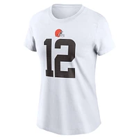 T-shirt Nike Shedeur Sanders blanc pour femme, nom et numéro de la draft NFL 2025 des Cleveland Browns