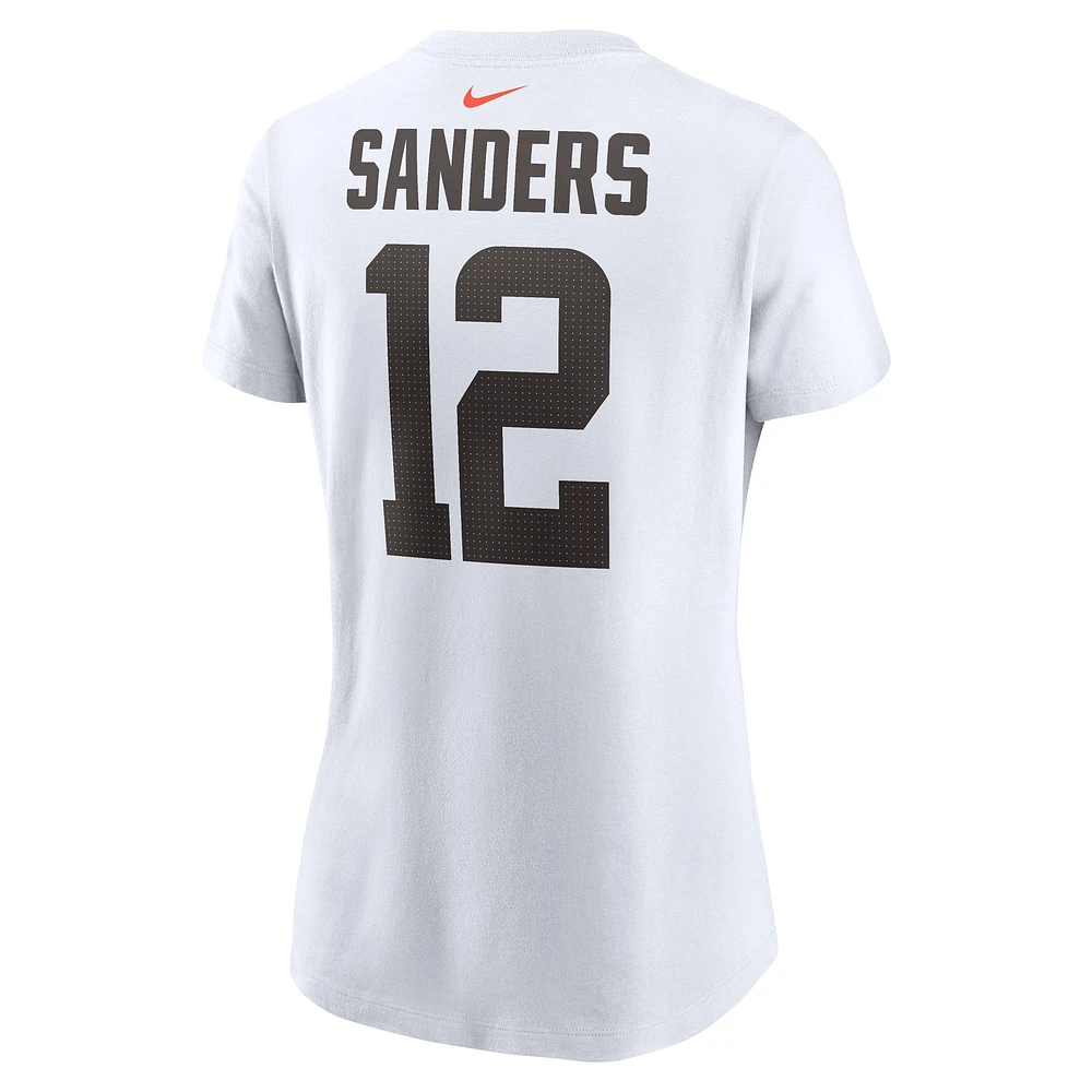 T-shirt Nike Shedeur Sanders blanc pour femme, nom et numéro de la draft NFL 2025 des Cleveland Browns