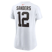 T-shirt Nike Shedeur Sanders blanc pour femme, nom et numéro de la draft NFL 2025 des Cleveland Browns