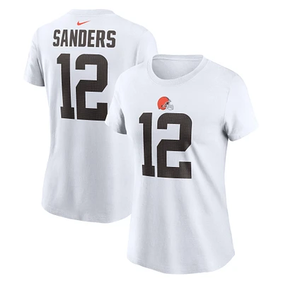 T-shirt Nike Shedeur Sanders blanc pour femme, nom et numéro de la draft NFL 2025 des Cleveland Browns