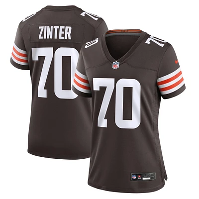 Maillot de match Nike Zak Zinter Brown pour femme des Cleveland Browns