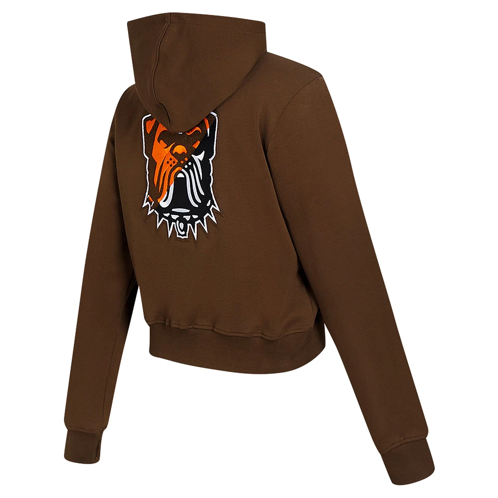 Women's Pro Standard Brown Cleveland Browns Split Logo Full-Zip Hoodie