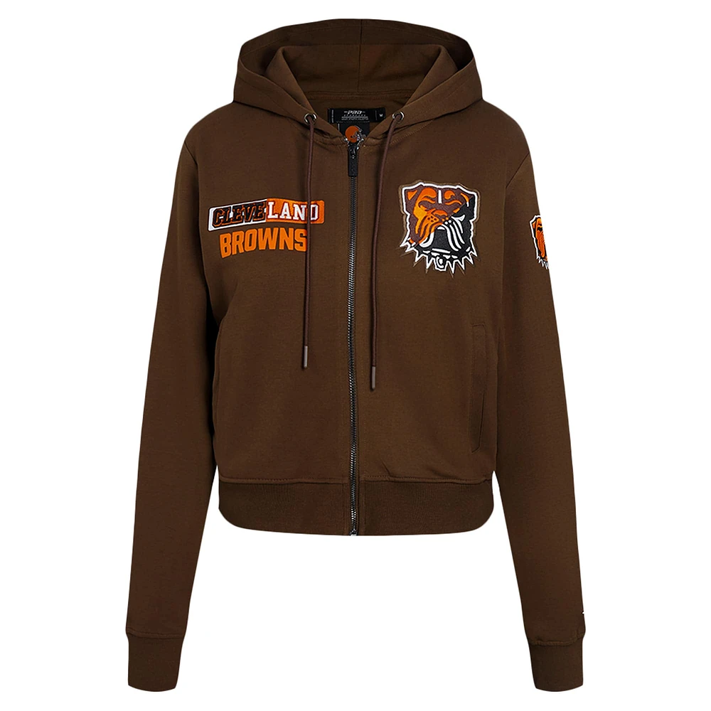 Women's Pro Standard Brown Cleveland Browns Split Logo Full-Zip Hoodie