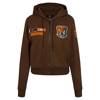 Women's Pro Standard Brown Cleveland Browns Split Logo Full-Zip Hoodie